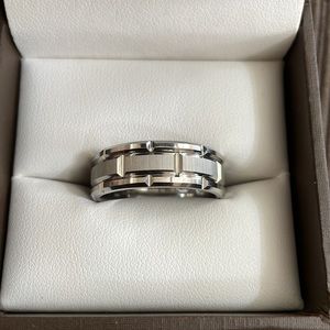 Triton White Tungsten Carbide Brick Pattern Comfort Fit Wedding Band 8mm